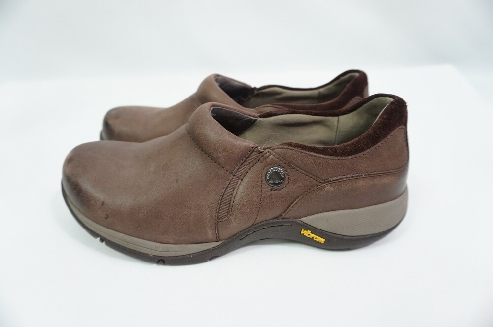 Dansko Celeste Used Brown Leather Vibram Waterproof Slip On Clogs 36 US 5.5-6